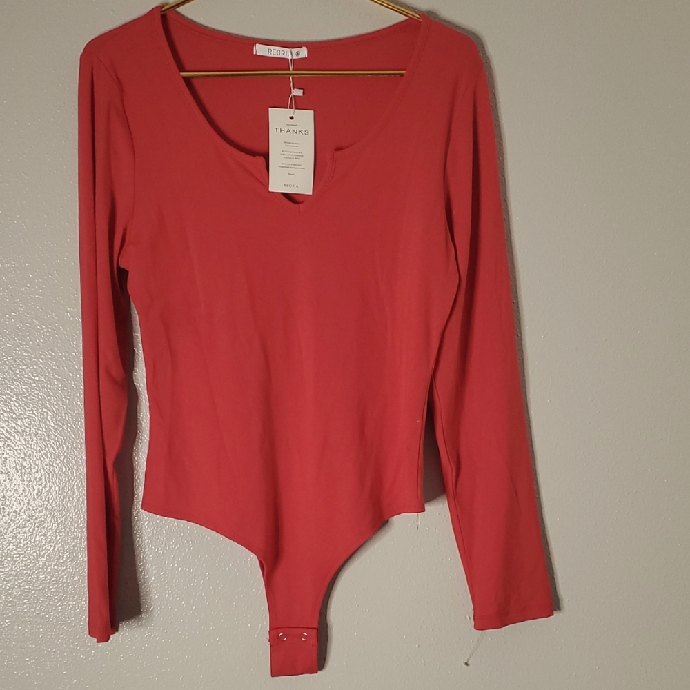 Reoria Red Long Sleeve Body Suit Size XL